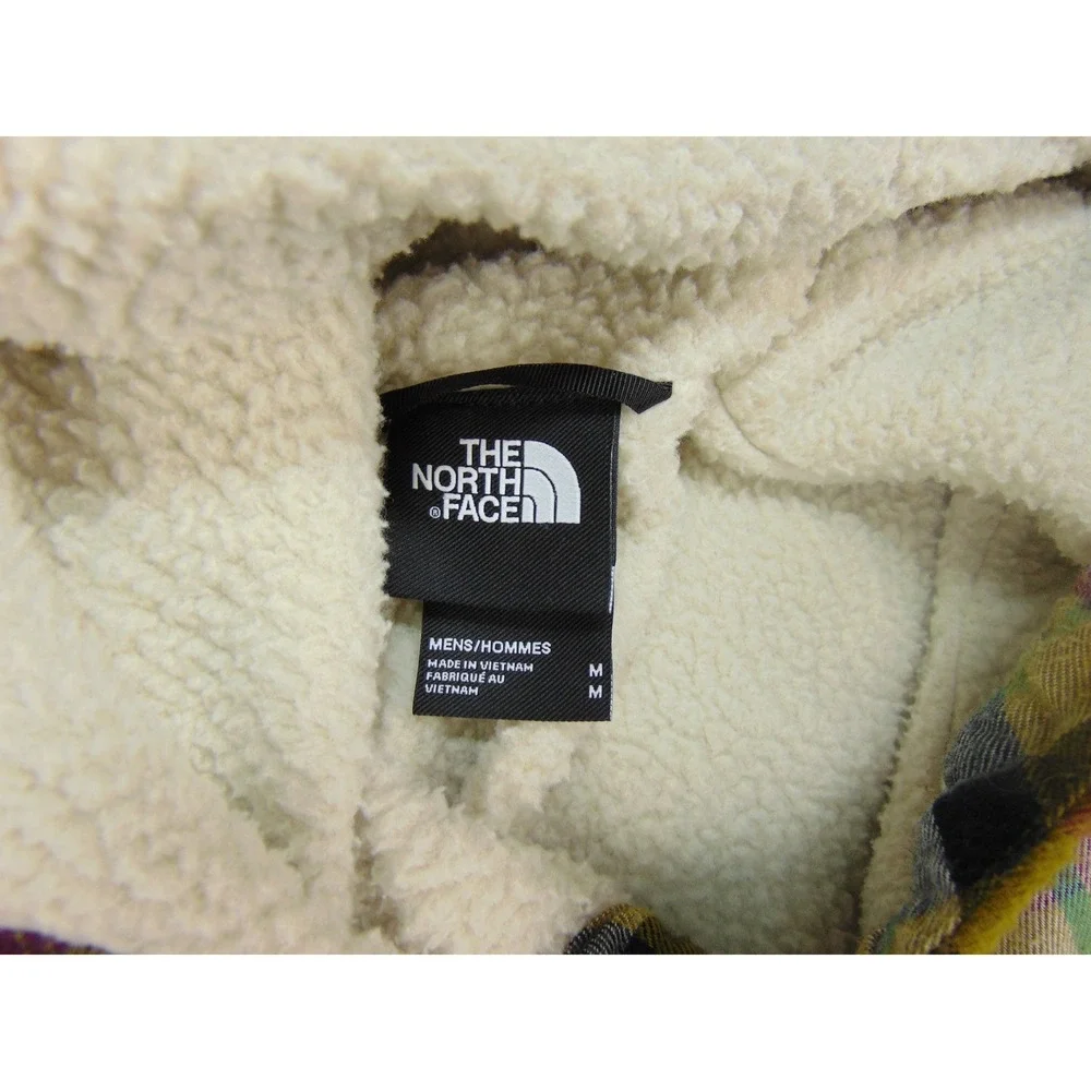 The‎ North Face Shacket Mens Medium Plaid Green Hooded Sherpa Lined Gorpcore
